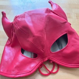 Red Devil Half Mask PU leather